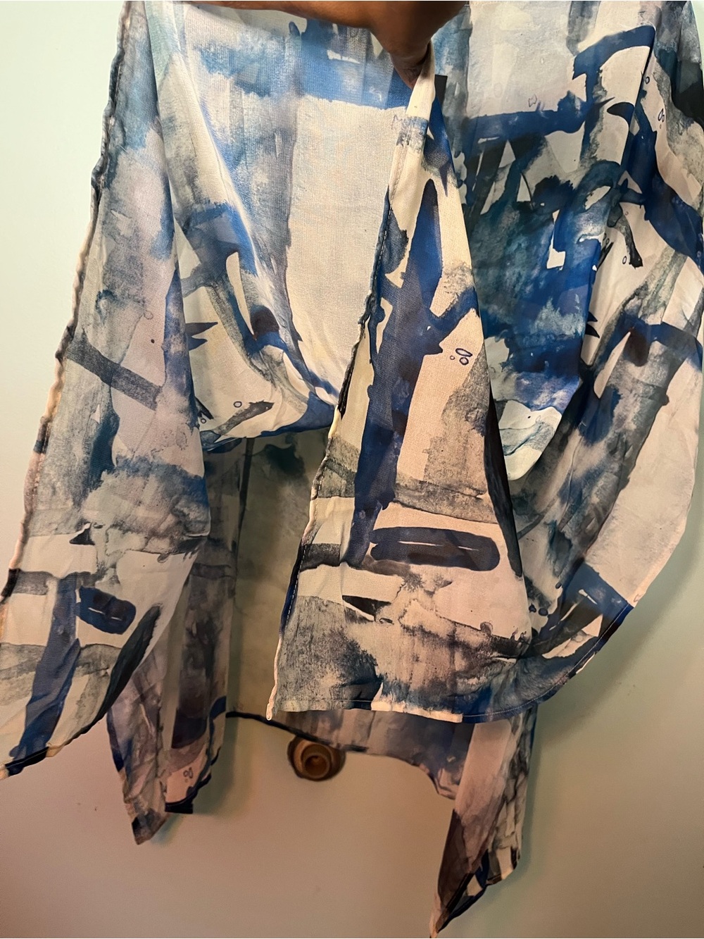 Bryn Walker Blue and bream Abstract Sheer Tunic S - Picture 8 of 9